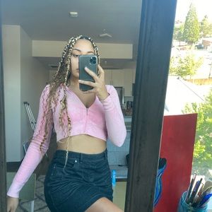 Y2K dark faux denim mini skort